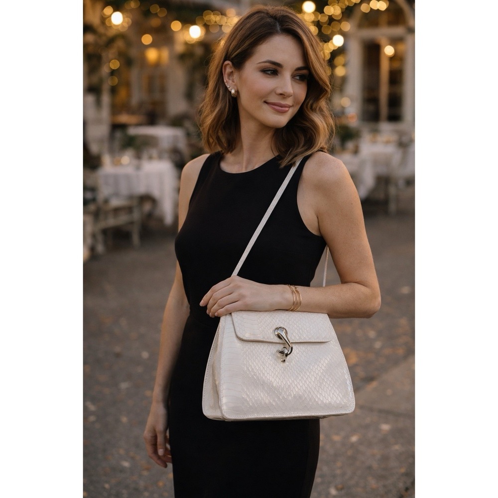 Susan Gail Vintage White Faux Alligator  Shoulder Bag